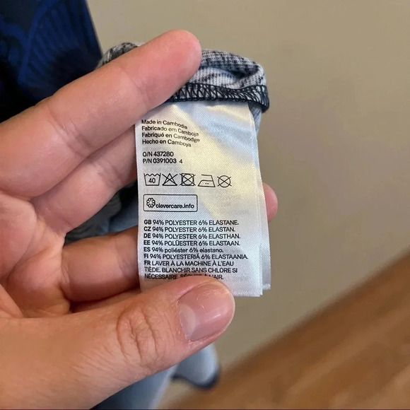 H&M NWT Fan Blue Black Sleeveless Midi Dress Sheath Bodycon Zipper - Picture 11 of 13